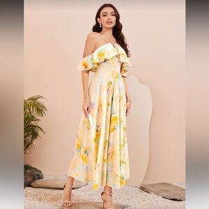 Tie Dye Off-Shoulder Maxi Dress